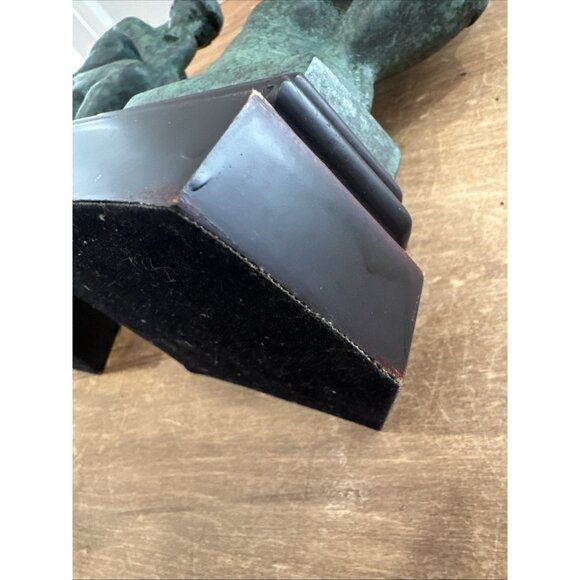 Rodin The Thinker Cast Metal Bookends Green Faux Verdigris Finish Vintage - Picture 8 of 12